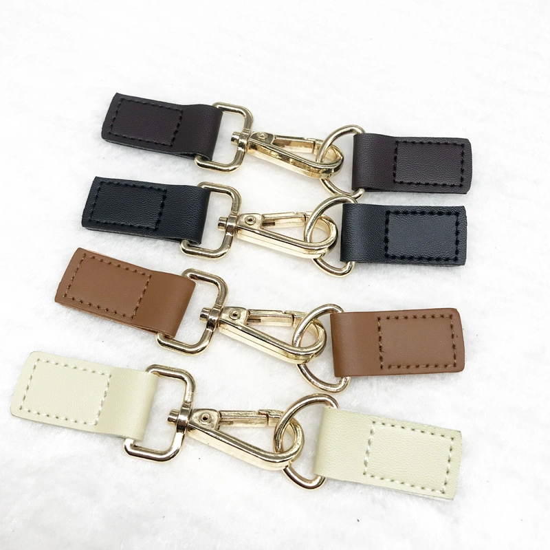 PU Leather Sew on Toggle Closure with Metal Buckle Snap Clip