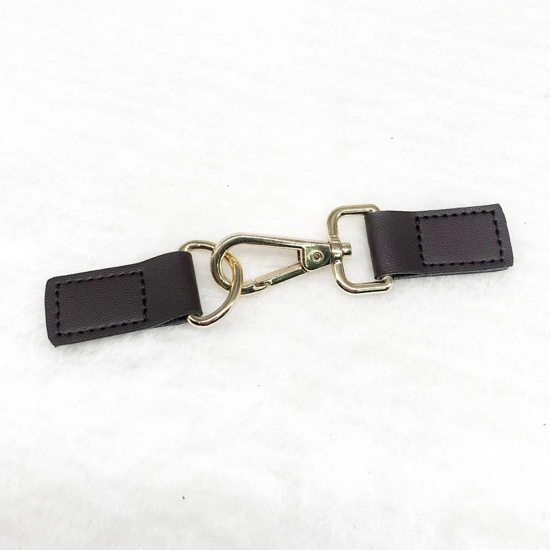 PU Leather Sew on Toggle Closure with Metal Buckle Snap Clip