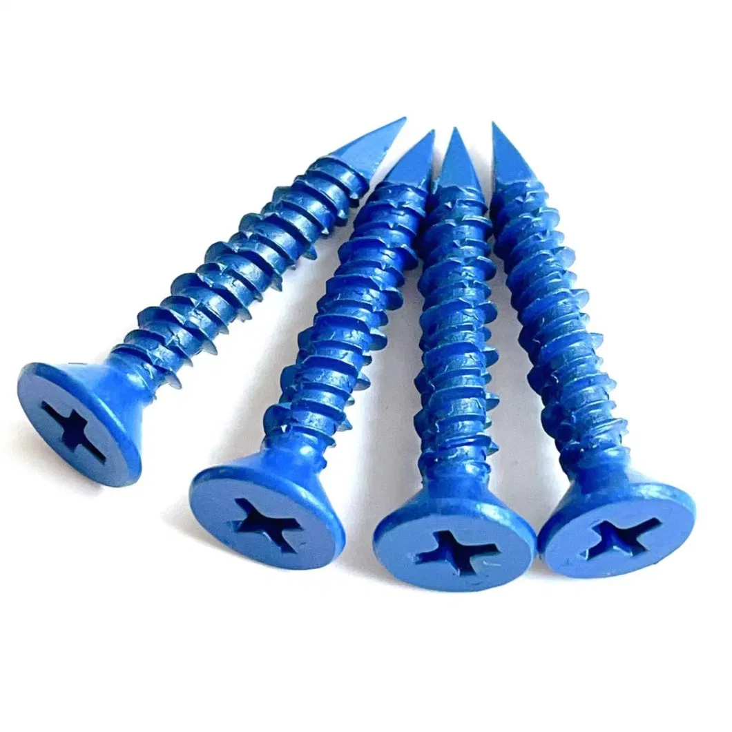 Chinese Supplier Yuanzhi Blue Ruspert DIN965 Phillips Csk Head Concrete Screw 1/4" High Quality